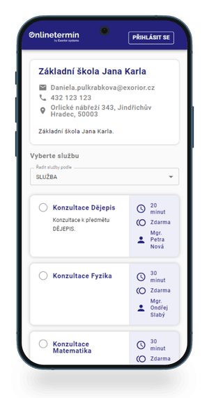 Reference rezervačního systému Online termín